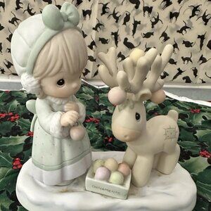 Precious Moments 1989 Merry Christmas Deer Girl Ornaments Reindeer Decor